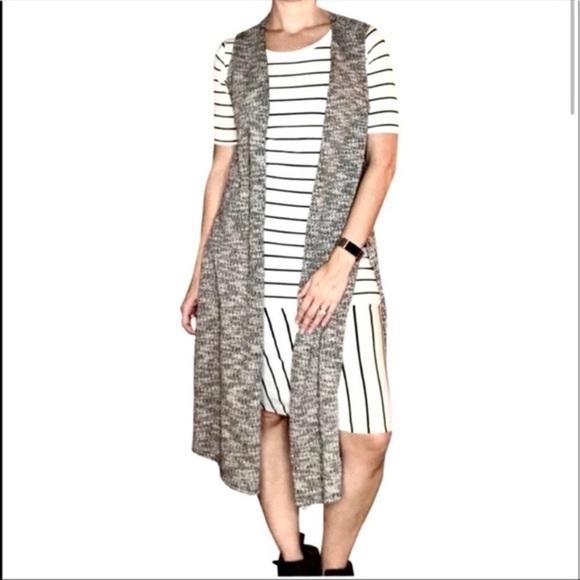 LULAROE Joy Vest Cardigan Heathered Grey Sz Small - Picture 1 of 5